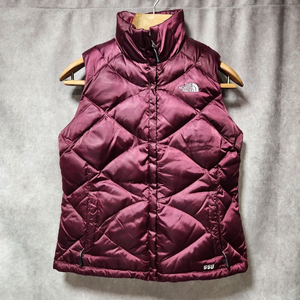 The North Face Aconcagua 550 Down Puffer Vest Womens‎ Medium Burgundy Maroon Zip